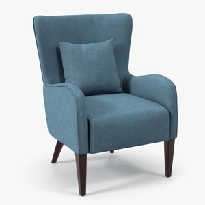 3D model Turquoise Armchair with Curved Arms