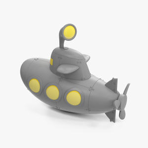 Submarine Cartoon Grey Rigged 3D model