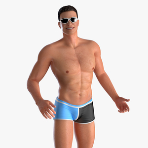 Man in Swimwear Rigged 3D