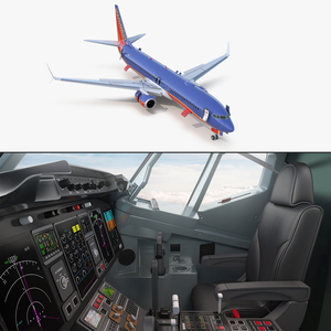 3D Boeing 737 900 with Interior and Cockpit Southwest Airlines Rigged