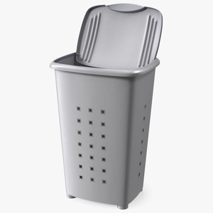 Plastic Laundry Basket Silver 3D model