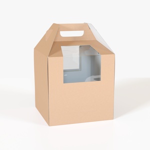 3D W Packaging Tall Cake Box Kraft with Window model