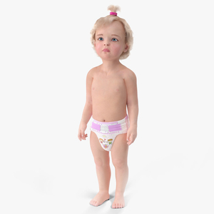 3D model Toddler Girl in Diaper Standing Fur