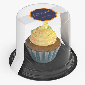 Muffin with Sprinkles in Plastic Container 3D