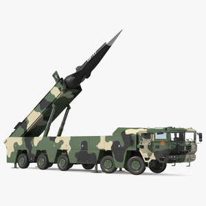 3D DF-17 Missile on Road Mobile Vehicle Rigged model