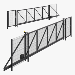 3D Security Rolling Gates with Fence Open model