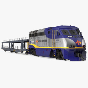 3D Diesel Electric Locomotive with Autorack Car Transporter