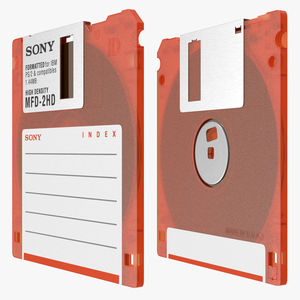 3D model Sony MFD 2HD Floppy Diskette Orange