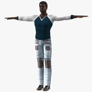 3D Afro American Man in City Style T Pose model