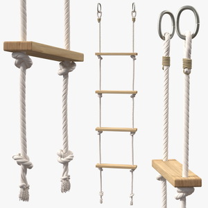 Rope Ladder with Wooden Rungs 3D model