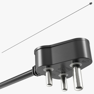 3D model Electric Plug India Type D Grounded