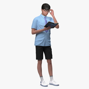 Chinese Schoolboy With Book 3D