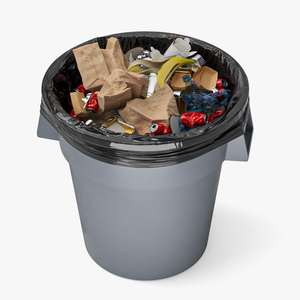 3D Full Trash Bag in a Can model