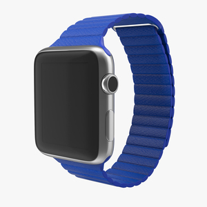 3D Apple Watch Blue Leather Magnetic Closure