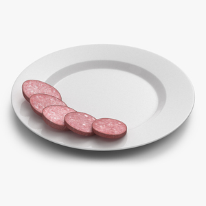 3D Half Smoked Sausage on Plate model