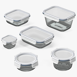 Glass Clip Lock Food Storage Container Set 3D