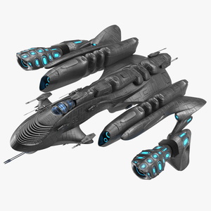 3D Sci-Fi Space Warship Black