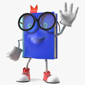 3D model Blue Textbook Character Waving Pose