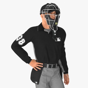 3D model Baseball Umpire with Protective Mask Standing Pose