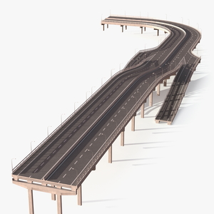 Connectable Highway Road Elements Entrance Ramp 3D