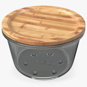 3D Round Glass Food Storage Container with Bamboo Lid 600ml