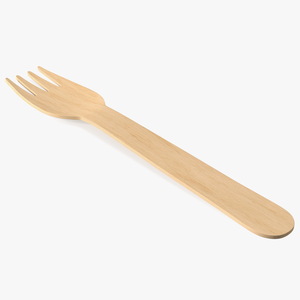 Disposable Wooden Fork 3D