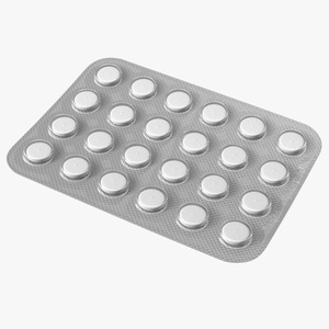 White Medicine Tablet In Blister Pack 3D