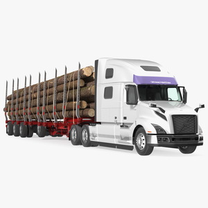 3D model Volvo VNL 860 Truck with Logging Trailer