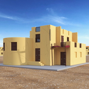 3D model Cartoon Arab House with Cylindrical Extension