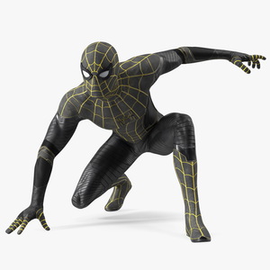 3D Spiderman Black Suit Ready Pose