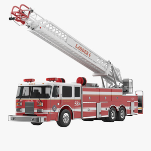 Ladder Fire Truck Rigged 3D model