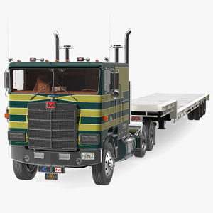 Marmon Truck with Single Drop Tri Axle Extendable Trailer 3D