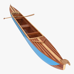 Canoe with Paddle 3D