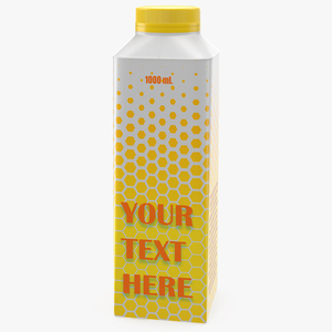 3D model Carton Package for Beverage with Cap Mockup Yellow