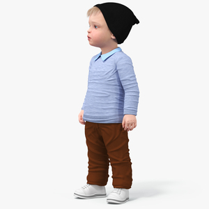 3D model Child in Fall Clothes Standing Pose