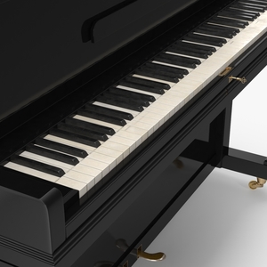 3D Black Old Piano With Working Keys model