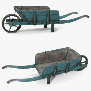 Vintage Wheelbarrow Blue 3D model