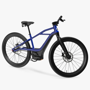 Modern Electric Bike Blue Rigged 3D