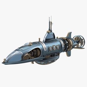 Steampunk Submarine Blue 3D model