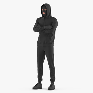 3D Masked Burglar Character Standing Pose model