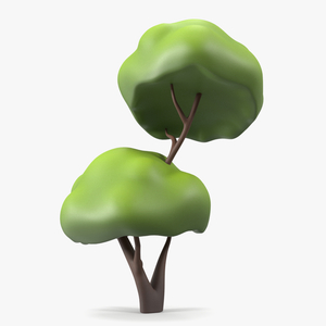 3D Cartoon Tree Two Branches Simple Coloring