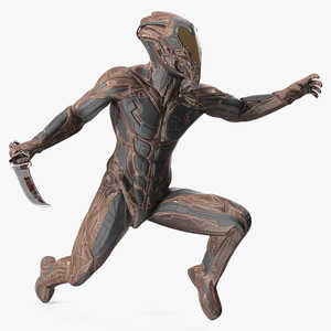 Futuristic Warrior with Sword Running Pose 3D