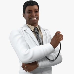 Light Skin Black Man wearing Lab Coat 3D