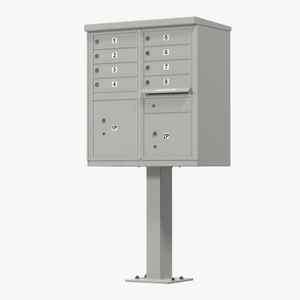 Grey Eight Door Two Parcel Cluster Mailbox 3D