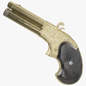 Remington Rider Magazine Golden Engraved Pistol 3D