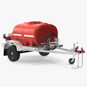 3D Portable Fire Tank Trailer with Pump Rigged model