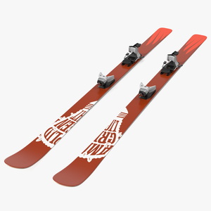 3D Snow Ski System with Ski Bindings model