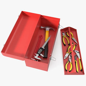 3D Heavy-duty Toolbox Red with Tools model