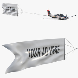 3D Big Advertising Air Banner with Beechcraft Bonanza Plane