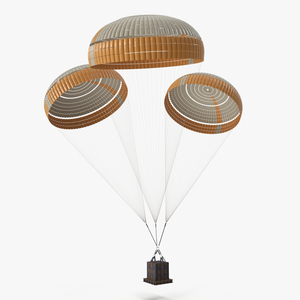 3D Subscale Parachute Triple with Cargo Yellow model